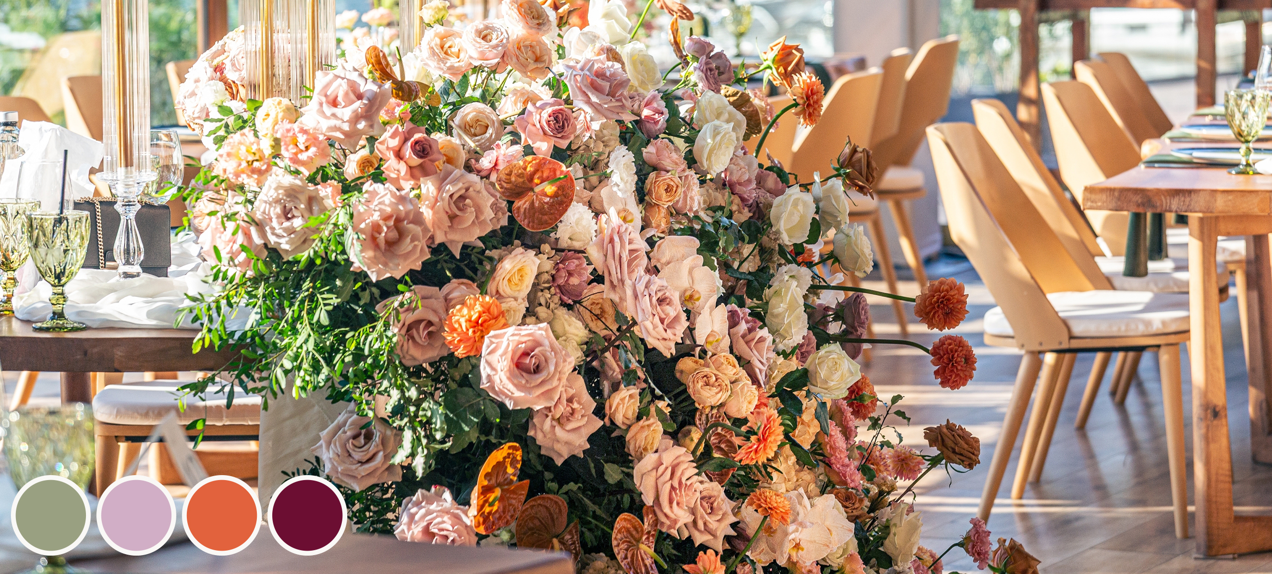 Autumn and winter wedding trend. Westflor flower wholesaler & rio roses. Sunset-Shades-Terracotta-Glow-1