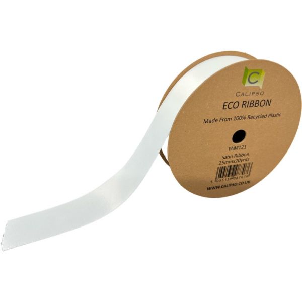 White Eco Double Face Satin ribbon - Westflor Florist Sundries