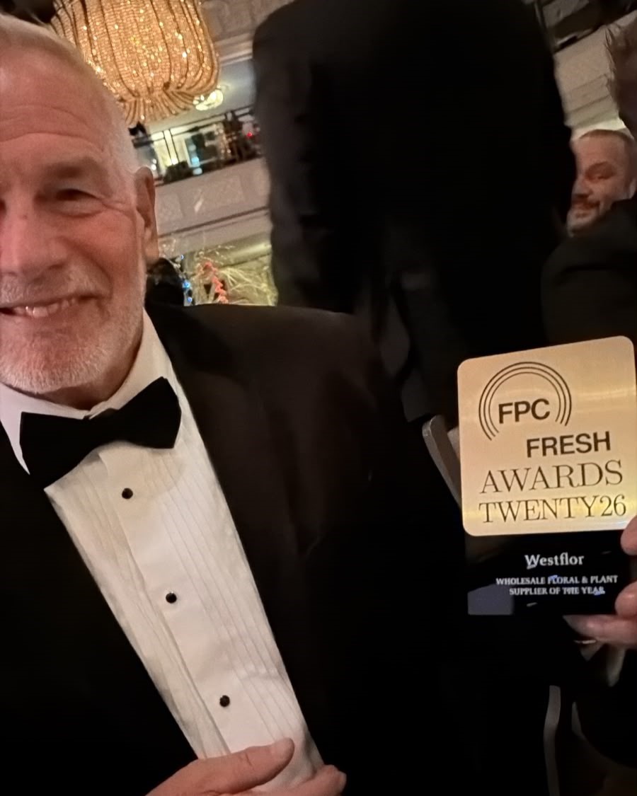 Andy with our Wholesale Floral & Plant Supplier of the Year 2026 trophy.